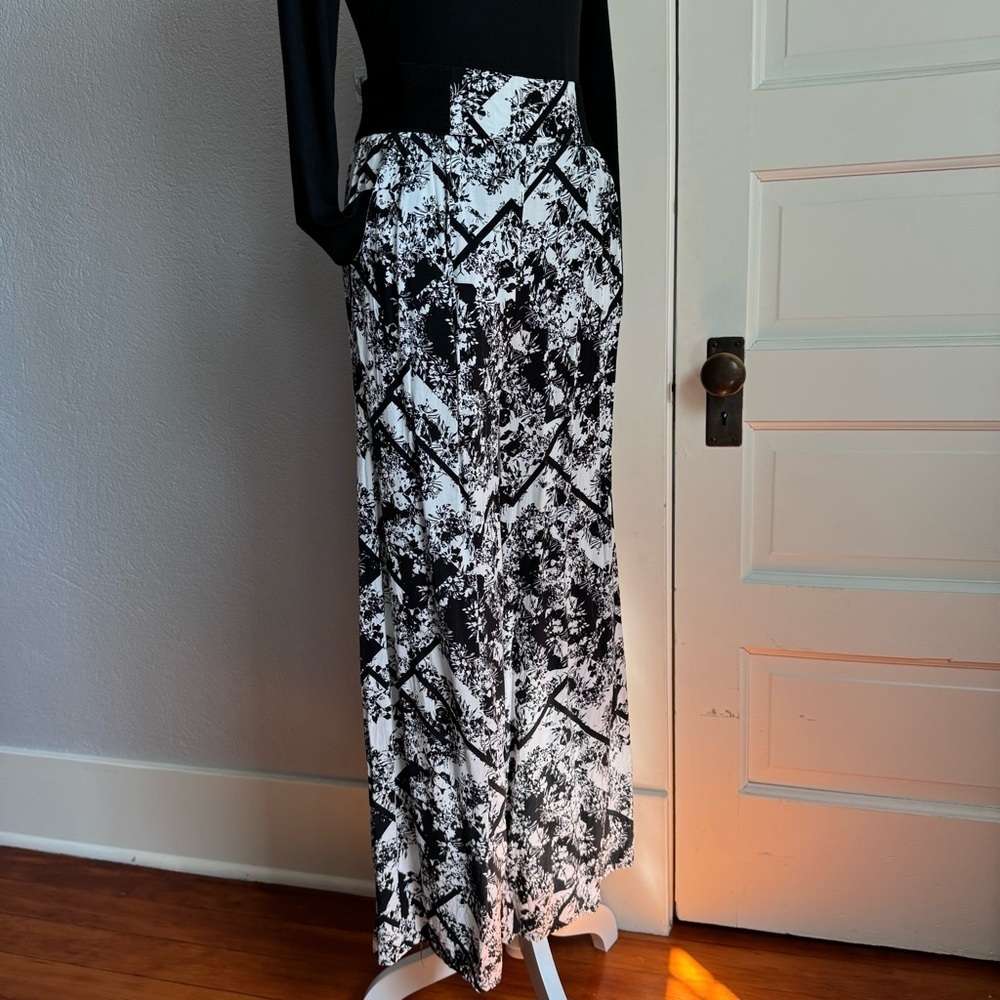 Xhilaration Black White High Waist Wide Leg Boho Pants Size S - Picture 4 of 7